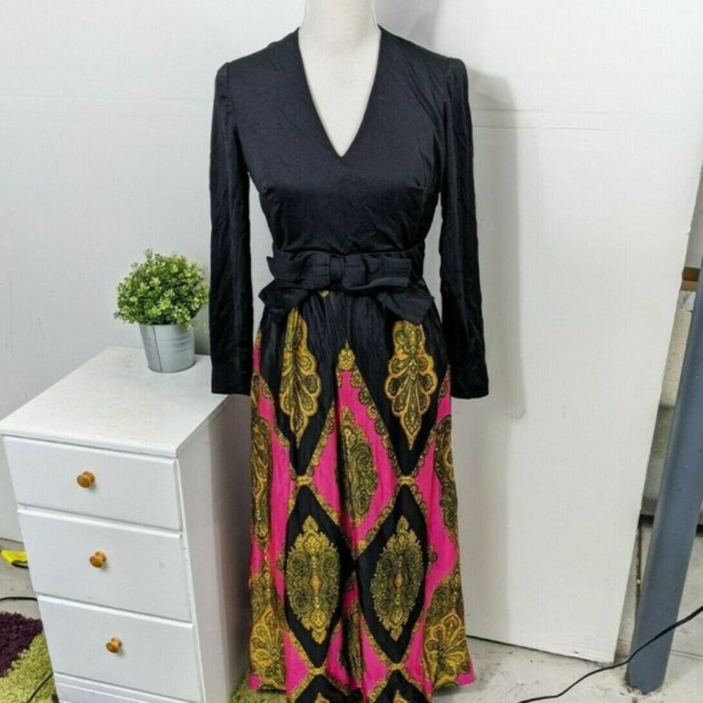 Vintage Black and Pink Maxi Dress